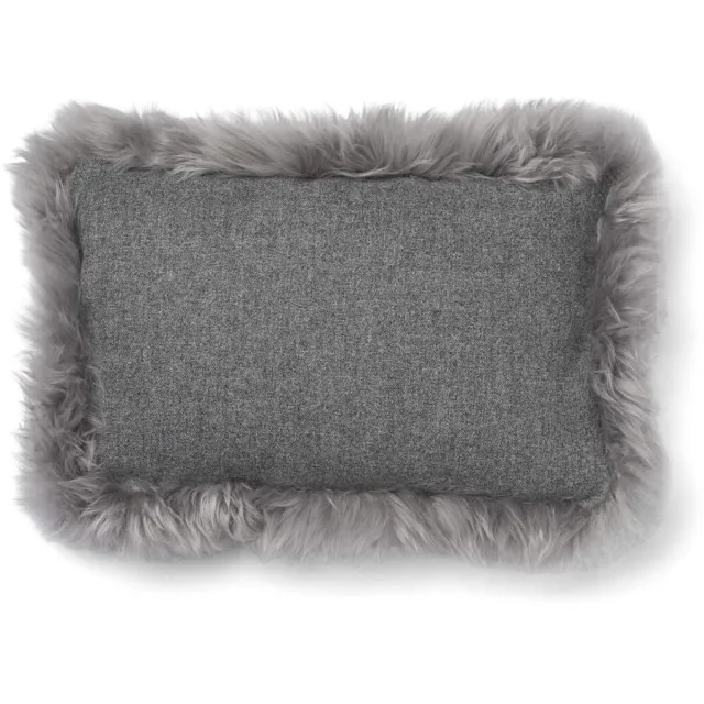 Sheepskin House Wollen Kussen - LW rand - 34x52 cm Stone/Light Grey