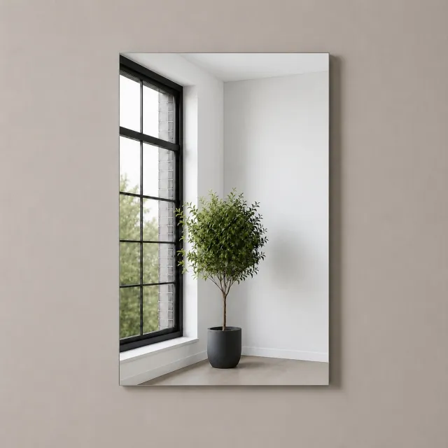 Muurspiegel rechthoekig - 400 x 800 mm - Spiegel verzilverd blank - Met spiegellijm - In Nederland Geproduceerd - Top Kwaliteit Wandspiegel Zonder Lijst