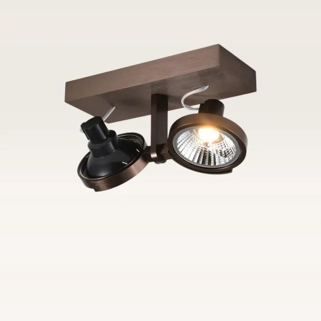 LUSENZ Plafondlamp Telesto bronzo II - AR111-fitting - IP20 voor binnen - Brons - Aluminium - Dubbele spotlight Geanodiseerd brons