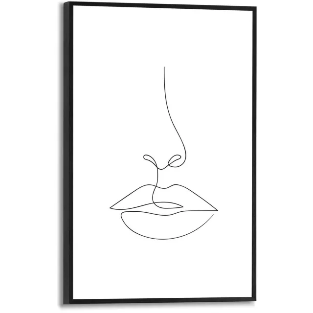 Reinders Schilderij Lippen - 30 x 20 - Hout - REINDERS Zwart-Wit Zwart
