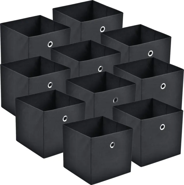 en.casa Opbergmanden 28x30x30 cm opvouwbaar set van 10 zwart