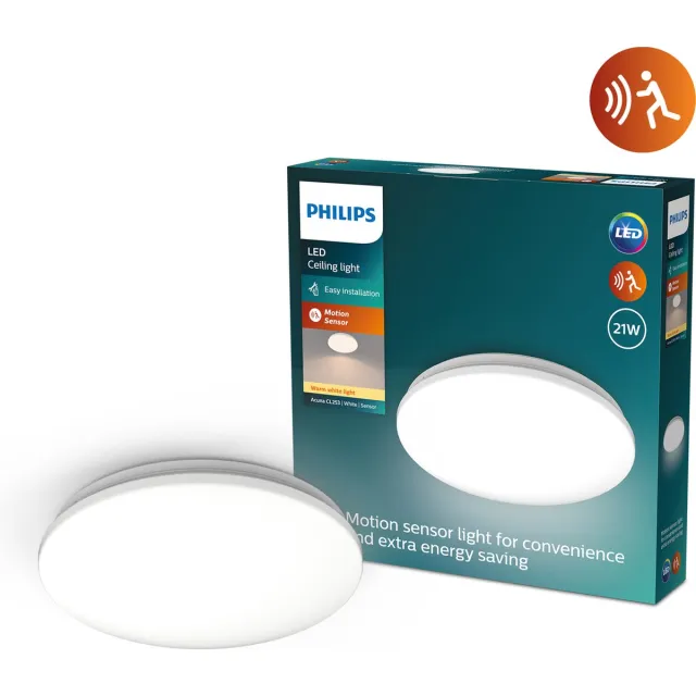 Philips Plafondlamp Acuna - Warm Wit - 34,5cm - 21w - Met Sensor