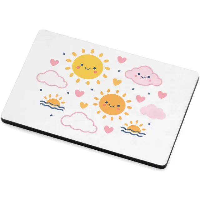 Mr Cadeautjes MDF magnetische fotolijst 7,5 x 5 - design Speelse regendag met vriendelijke weer-icoontjes | cadeau Wit