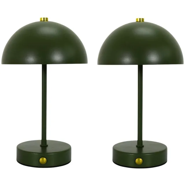HOME DECO FACTORY LED tafellamp - 2x - groen - metaal - 25.5 cm - rond - draadloos