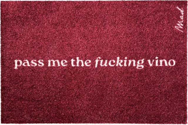 Mad About Mats Bobbie - pass me the vino - schoonloop/scraper - wasbaar - 50x75 Bordeaux
