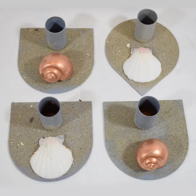 ZoeZo Design 4 stuks - kandelaar - kaarshouder - assorti - Boho - Ibiza - nautische decoratie - grijs metaal - 9 x 9 cm