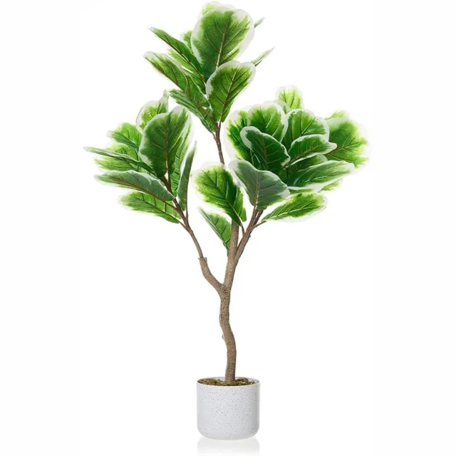 HOERFURIY 100cm kunst vijgenbladboom met pot - levensechte PEVA-bladeren groenblijvende tropische kunstplant voor thuis kantoor woonkamer en entree
