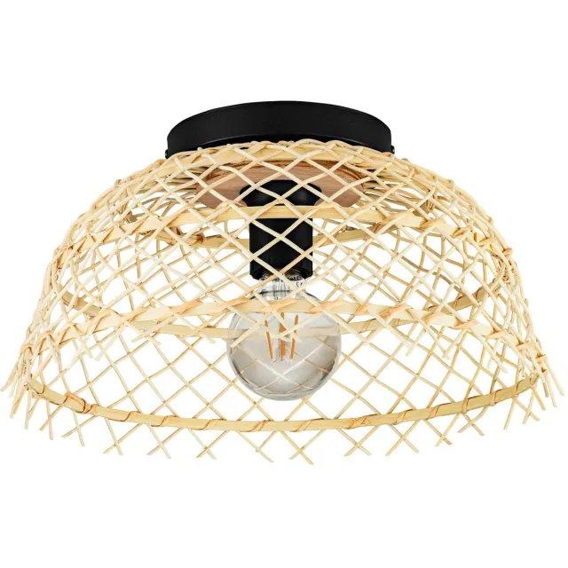EGLO Ausnby Plafondlamp - E27 - Ø 37 cm - Zwart/Hout