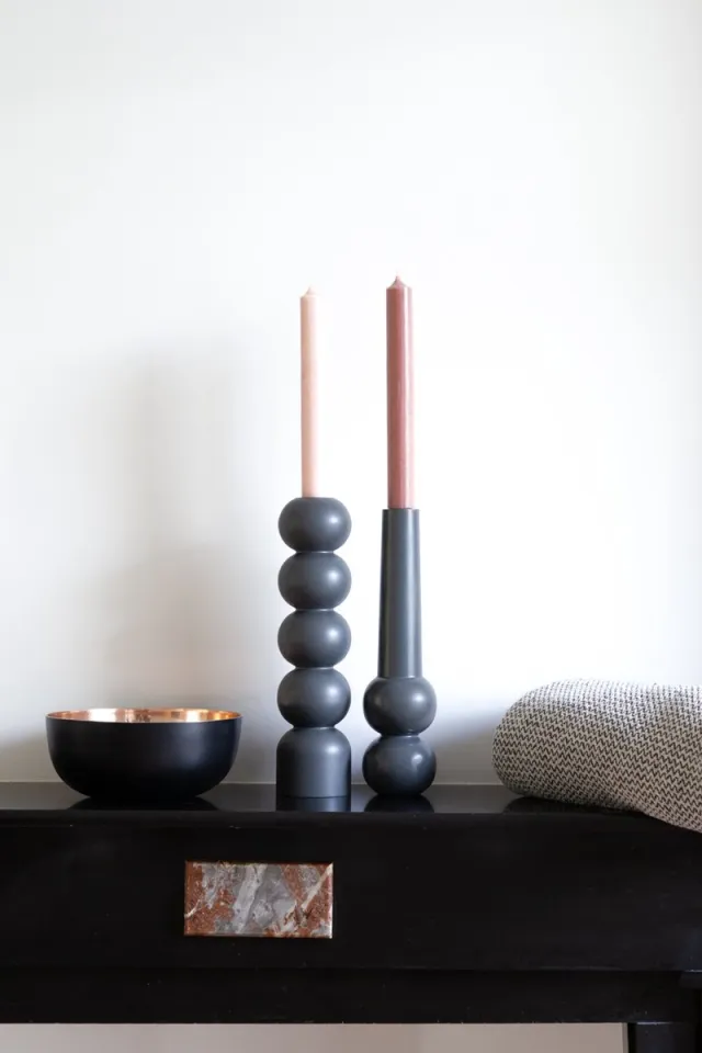 LEMON LILY Candleholder 3-in-1 high - Charcoal zwart
