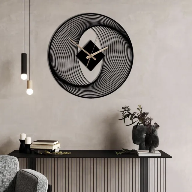 WallArtStore Wandklok Metaal-Wandklok Modern-Wandklok Minimalistisch-Stil uurwerk-Staal-gepoedercoat zwart
