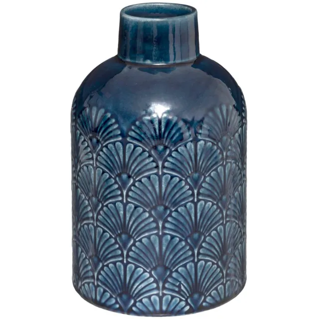 Atmosphera Créateur d'intérieur® Cilindrische vaas van dolomiet met art-deco-motieven FEEL Bleu