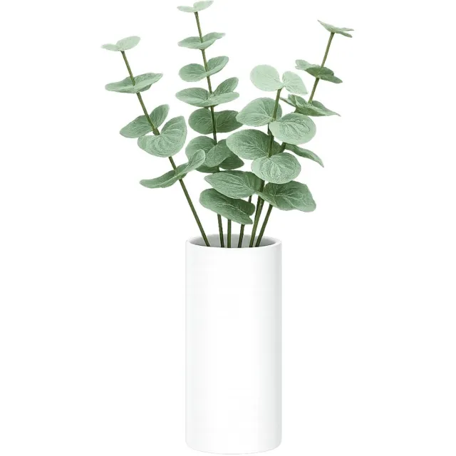 Bellatio Design Kunstplant takken Eucalyptus Cinera - 4x - 38 cm - 3 takken - kunst bladgroen - decoratief - zijdebloemen