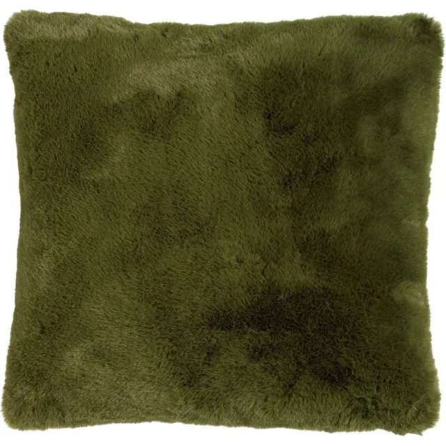 Dutch Decor ZAYA - sierkussen 45x45 cm - bontlook - effen kleur - Chive - groen - Inclusief binnenkussen - Luxe kussens voor woonkamer & bank Olijfgroen
