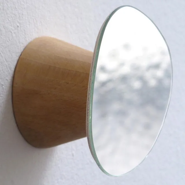 RM Design Kapstok - haak met spiegel - Kleine paddenstoel - Massief beukenhout - 8,8 x 8,2 cm naturel hout