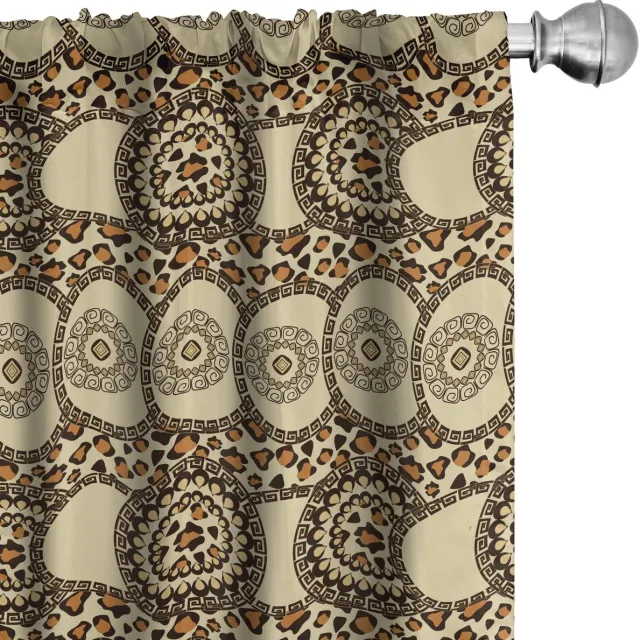 ABAKUHAUS Sambia – Gordijnen 2-delige set 75x225 cm – microvezel, donkerbruin crème oranje Dunkelbruin