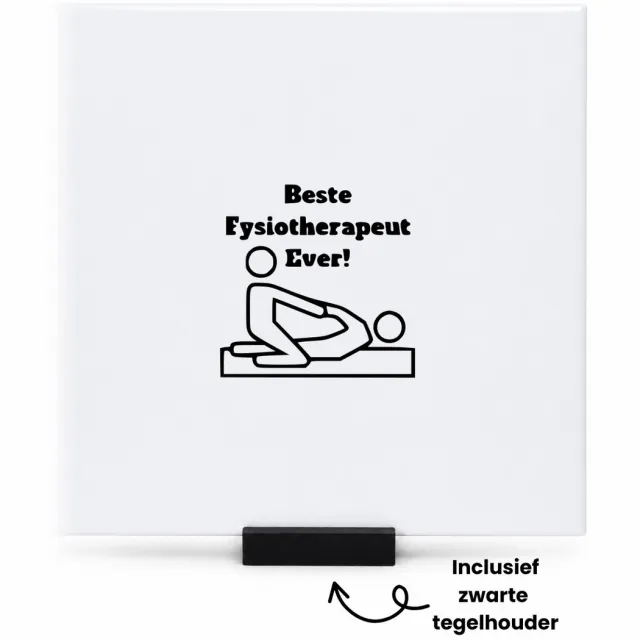 Hacebo Beste Fysiotherapeut tegeltje met tegelhouder - Beste fysiotherapeut - cadeau Fysiotherapeut - tegeltjes met tekst - Leuk cadeau voor je Fysiotherapeut om te geven - verjaardag Fysiotherapeut - spreuktegels - 15x15 CM Wit