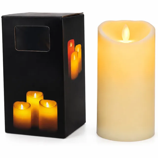 SWGOTA led kaarsen - 1 kaars van 7,5 x 15 cm, warmgeel vlamvormig licht, batterijmodel zonder afstandsbediening, in doos, exclusief batterijen Ivoorwit