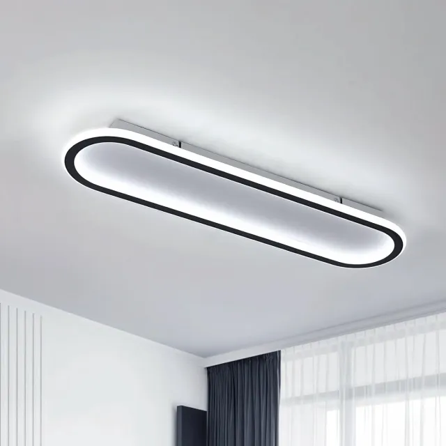 Riserva LED Plafondlamp Zwart/Wit - 46W - 6500K Koud Wit - Moderne Ovale Plafondlamp voor Woonkamer, Slaapkamer en Keuken