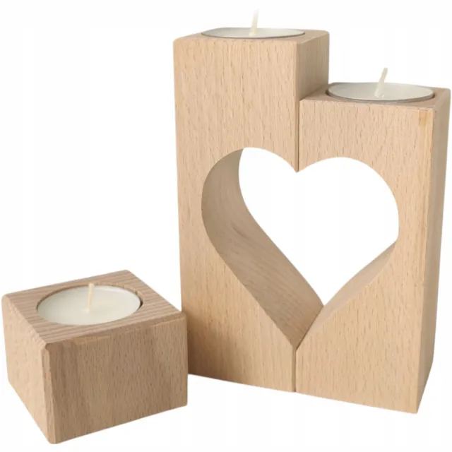 GoodFreshDecor Set van 3 Houten Theelichthouders - Rustiek & Boho Decoratie Onbehandeld