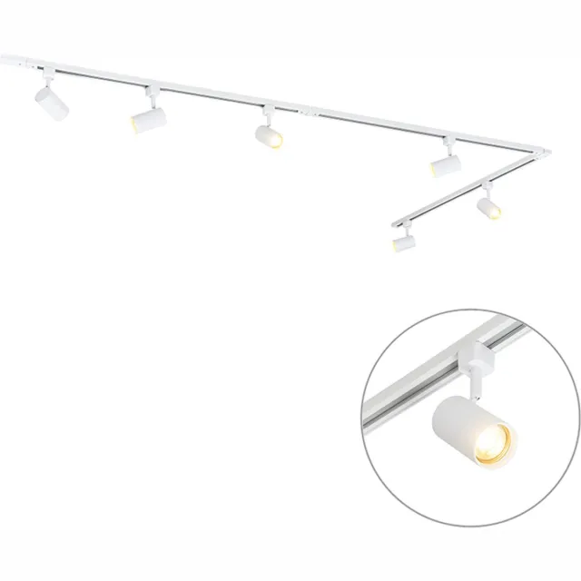 QAZQA iconic jeana - Moderne Spot railsysteem verlichting, railverlichting geschikt voor led - 6 lichts - L 286 cm - Wit - Woonkamer | Slaapkamer | Keuken
