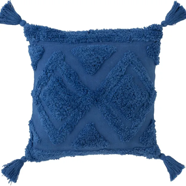 J-Line kussen Kwasten - katoen - blauw
