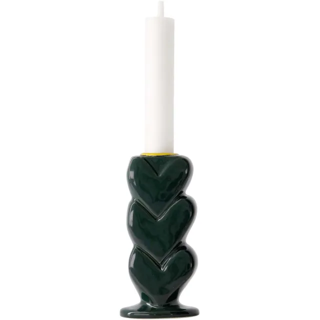 Zusss Kandelaar Keramiek Hartjes Keramiek Dark Green