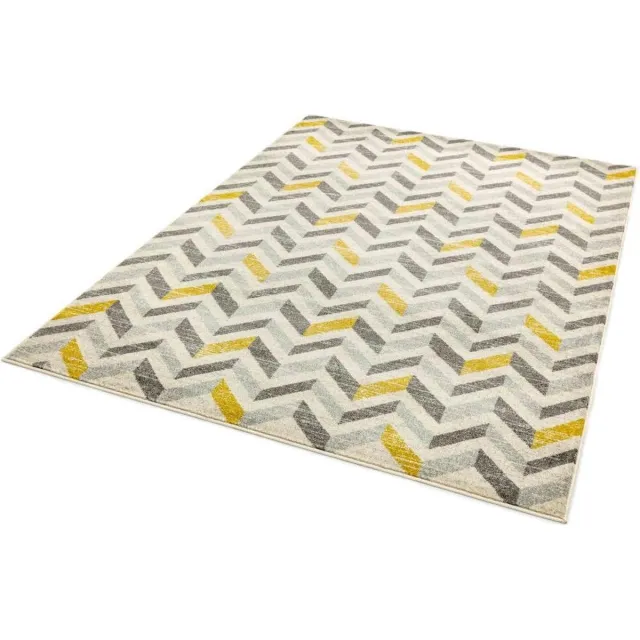 Eazy Living Easy Living - Colt Chevron Mustard Vloerkleed - 160x230 - Rechthoek - Laagpolig Tapijt - Modern - Geel, Grijs