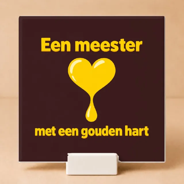 Bedruk King Vrolijke Meesterlijk Tegel – Kleurrijke Plat Design Wanddecoratie voor Leraren en Schoolliefhebbers - 15 x 15 cm met houder Wit