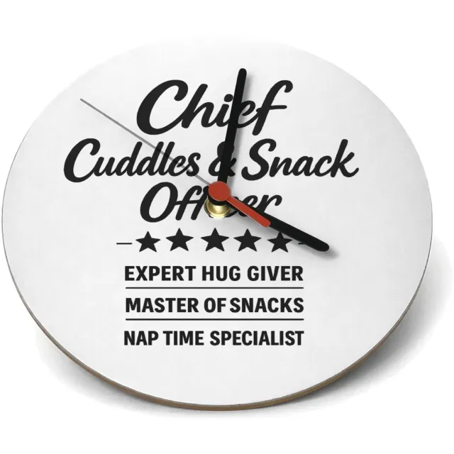 Mr Cadeautjes Klok rond Ø 19 - design Een luchtige 'professionele titel' met een knipoog voor een | cadeau Wit