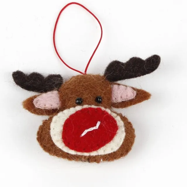 Sjaal met Verhaal Hanger Vilt Kerst Rudolph Rendier bruin
