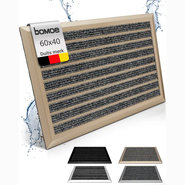 bomoe AluGant Aluminium Deurmat 40x60 cm Champagne Metallic Vloermat Antislip Buiten & Binnen Roestvrij Weerbestendig