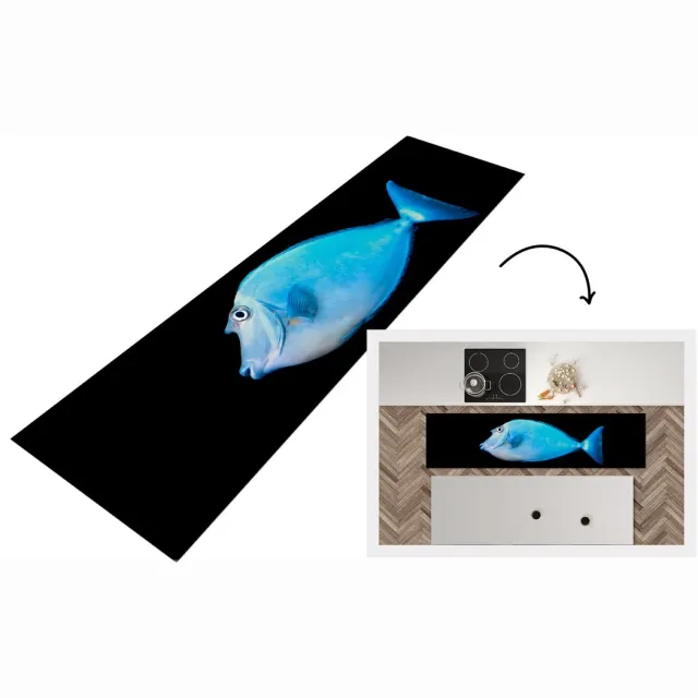 KitchenYeah Keukenloper - Loper keuken - Vis - Zeedieren - Zwart - Keukenloper vinyl, foto 6