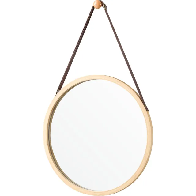en.casa Passpiegel Bykle bamboe hangend rond Ø38 cm houtkleurig