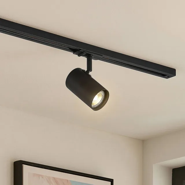 Lindby 1-fase railverlichting - 1licht - Metaal - H: 12.5 cm - GU10 - zwart