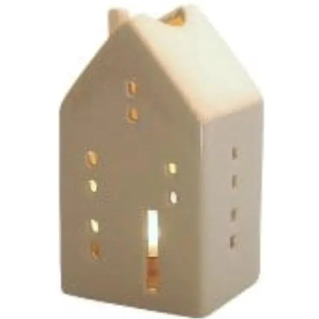 Werner Voss Theelichthouder Huis Beige - Steen - 7,4x6,3x13 cm - Werner Voss Divers