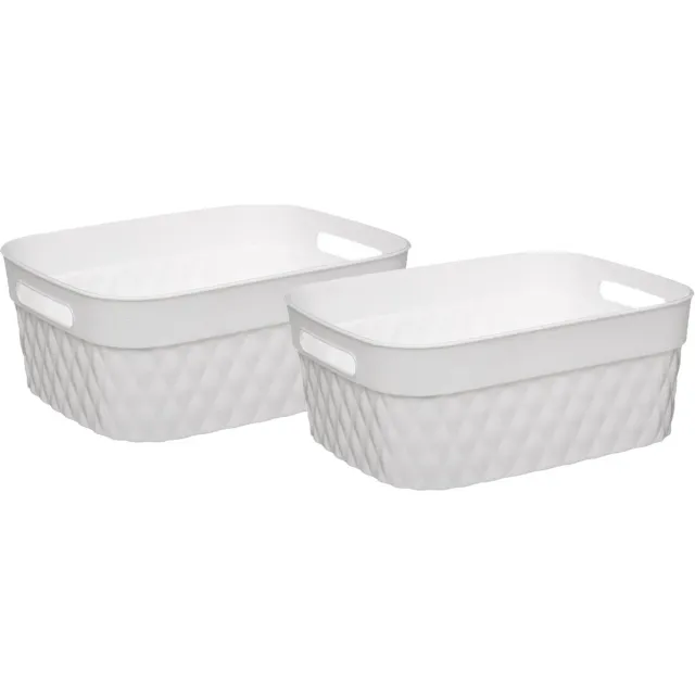 5Five® 5Five Opbergmand/box van kunststof - 2x - wit - 21 x 27 x 11 cm - 5 liter