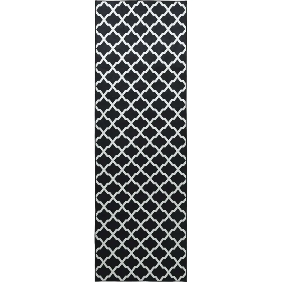 vidaXL Vloerkleedloper LESAKA Zwart en wit 100 x 100 cm Diamantvelours
