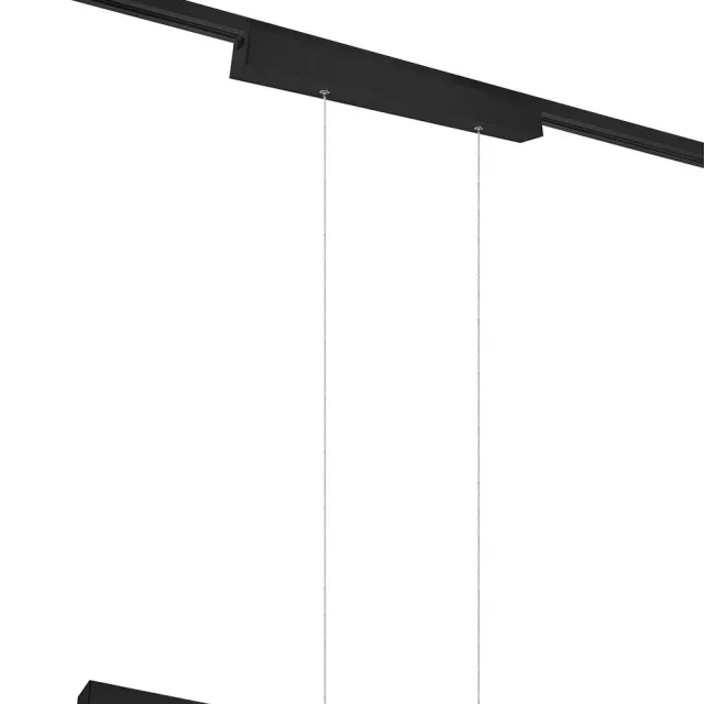 Trio LED Railverlichting - Hanglamp - DUOLINE Up and Down - 2 Fase - 29W - Warm Wit 3000K - Dimbaar - Rechthoek - Mat Zwart - Aluminium