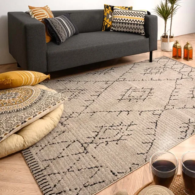 Boho&me Berber vloerkleed - Beni Ouarain Sufian grijs/zwart 80x150
