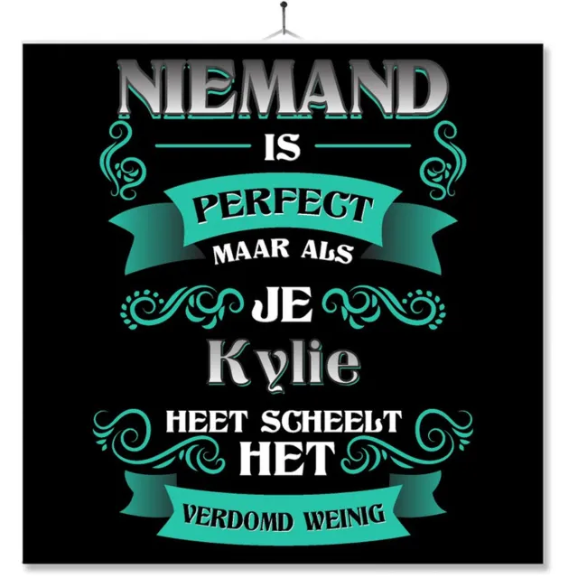 MC Living Tegel Met Opdruk | Kado | Cadeau | Niemand Is Perfect Maar Als Je Kylie Heet Scheelt Het Verdomd Weinig Multi-Color