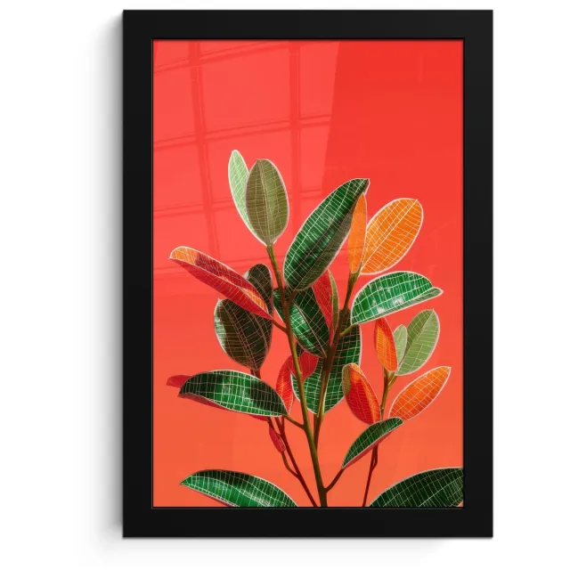 FrameYourWall Poster in lijst - Fotolijst 20x30 cm - Posters - Bladeren - Nerven - Oranje - Structuur - Posterlijst zwart - Decoratie - Wanddecoratie woonkamer - Muurdecoratie slaapkamer Bladeren - Nerven - Structuur