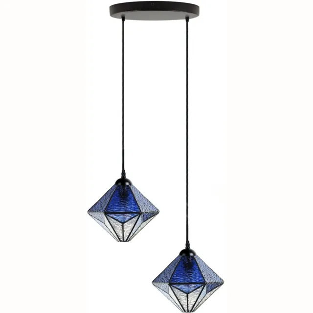 Coloured by Art Tiffany Kroonluchter Akira Blue 2 - Art Deco Trade Blauw