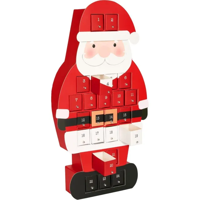 Brubaker Adventskalender om Zelf te Vullen - Kerstman met 24 Deurtjes voor Cadeaubonnen, Snoepjes en andere Verrassingen - DIY-Kerstkalender - 46 cm Groot van Karton - Rood