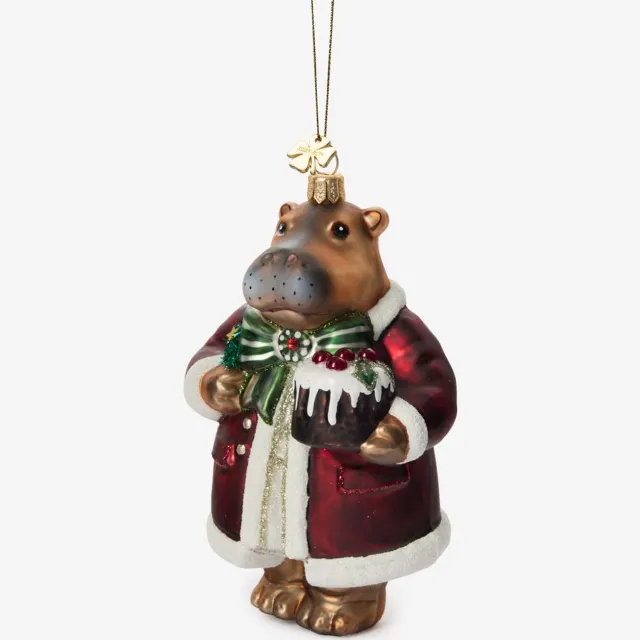 Sissy-Boy Kerst ornament nijlpaard met kerstjas Multi