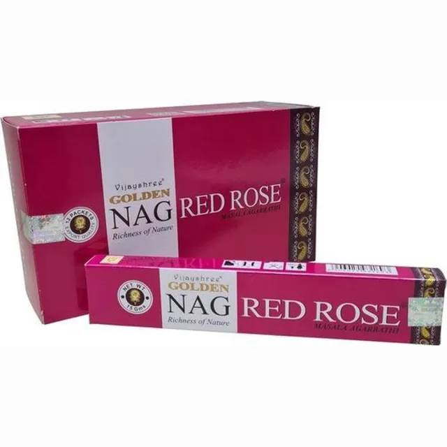 Phoenix Import Mani Bhadra Golden Nag Red Rose wierookstokjes (12 pakjes van 15 gram) Multicolor