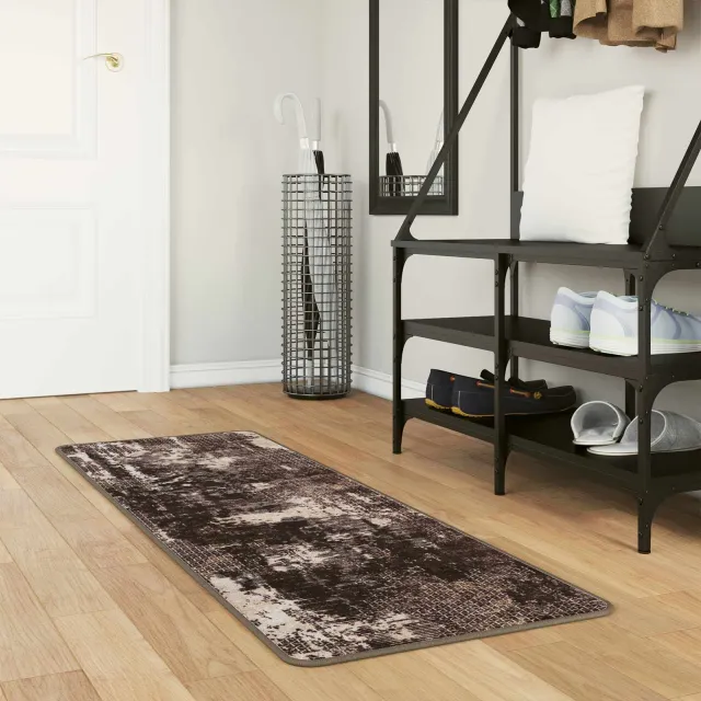 vidaXL Vloerkleedloper MARSA Zwart en Wit 50 x 150 cm Polyester en PVC, foto 2
