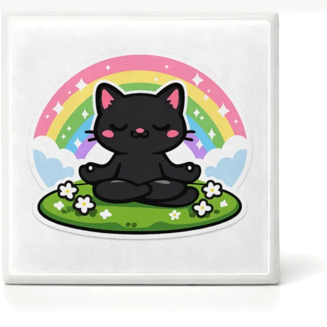 Mr Cadeautjes Mini tegeltje Een rustige maar grappige zelfzorgprint met een andere dierf - 4,8 x 4,8 cm, keramiek - mozaiek, diy, decoratie | cadeau Wit
