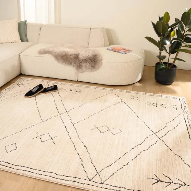 Tapeso Bohemian vloerkleed - Fancy Tribe ivoor 200x300 Wit