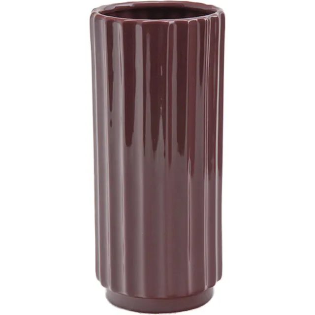XLBoom Ikon Vaas Wijnrood - 10,5 × 10,5 × 23 cm - Keramische, porseleinen, vaatwasbestendig design vaas - Verkrijgbaar in Maroon | Green | Black - Duurzaam keramiek voor stijlvol wonen