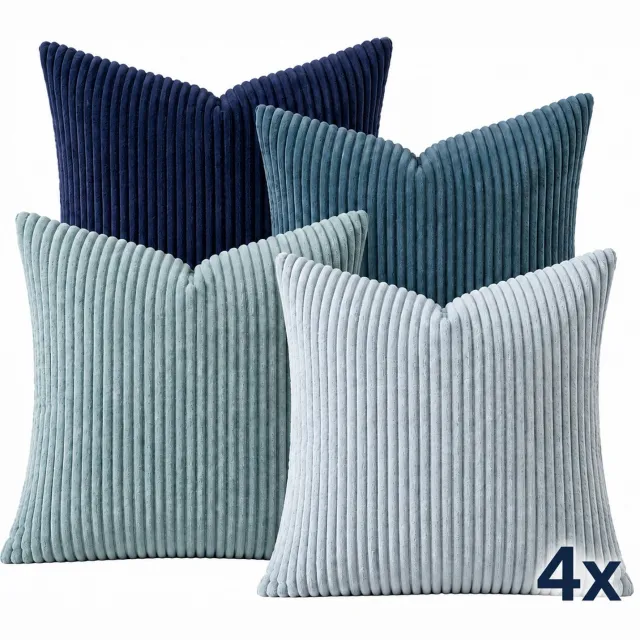 Nørvic Kussenhoezen - 4 stuks - 45,72 x 45,72 cm - Blauwe mix Coastal Blue